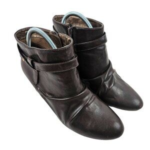 Life Stride Ankle Boots Womens Size 11W Georgette Brown Faux Leather Booties